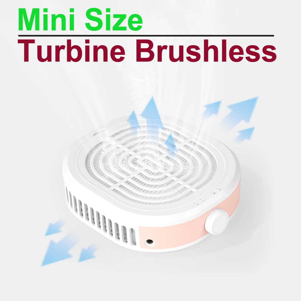 

Mini Turbine Brushless Nail Dust Machine Speed Adjustable Nail Vacuum Cleaner for Nail Home Salon with Reusable Filter