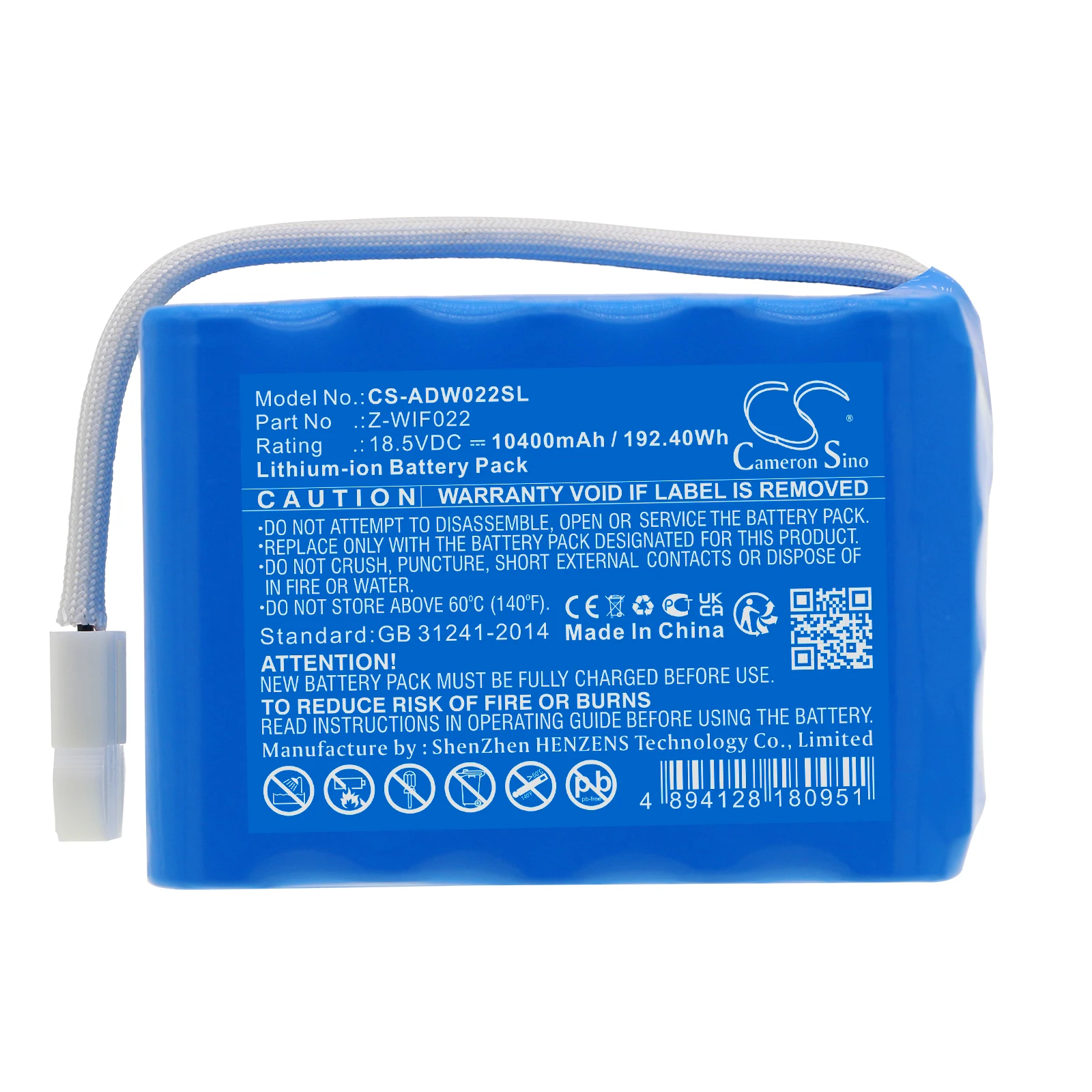 Batería de repuesto CS para American DJ WIFLY EXR DOTZ PAR Z-WIF022 10400mAh / 192.40Wh Mini cargador