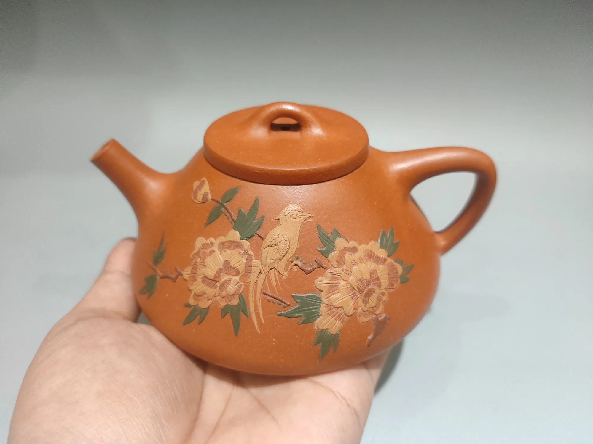 Yixing Purple Clay Teapot Mud painting Bird Song and Flower Fragrance Pattern Pot Kettle Teapot Flagon Ornaments