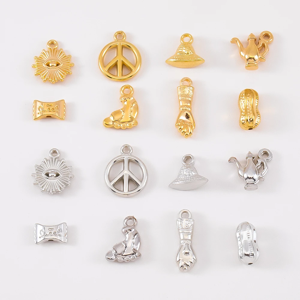 

50/10pcs CCB Mini Charms for Jewelry Making Foot Eye Symbol Candy Hat Pendant Charms Bracelets DIY Accessories New Arrivals