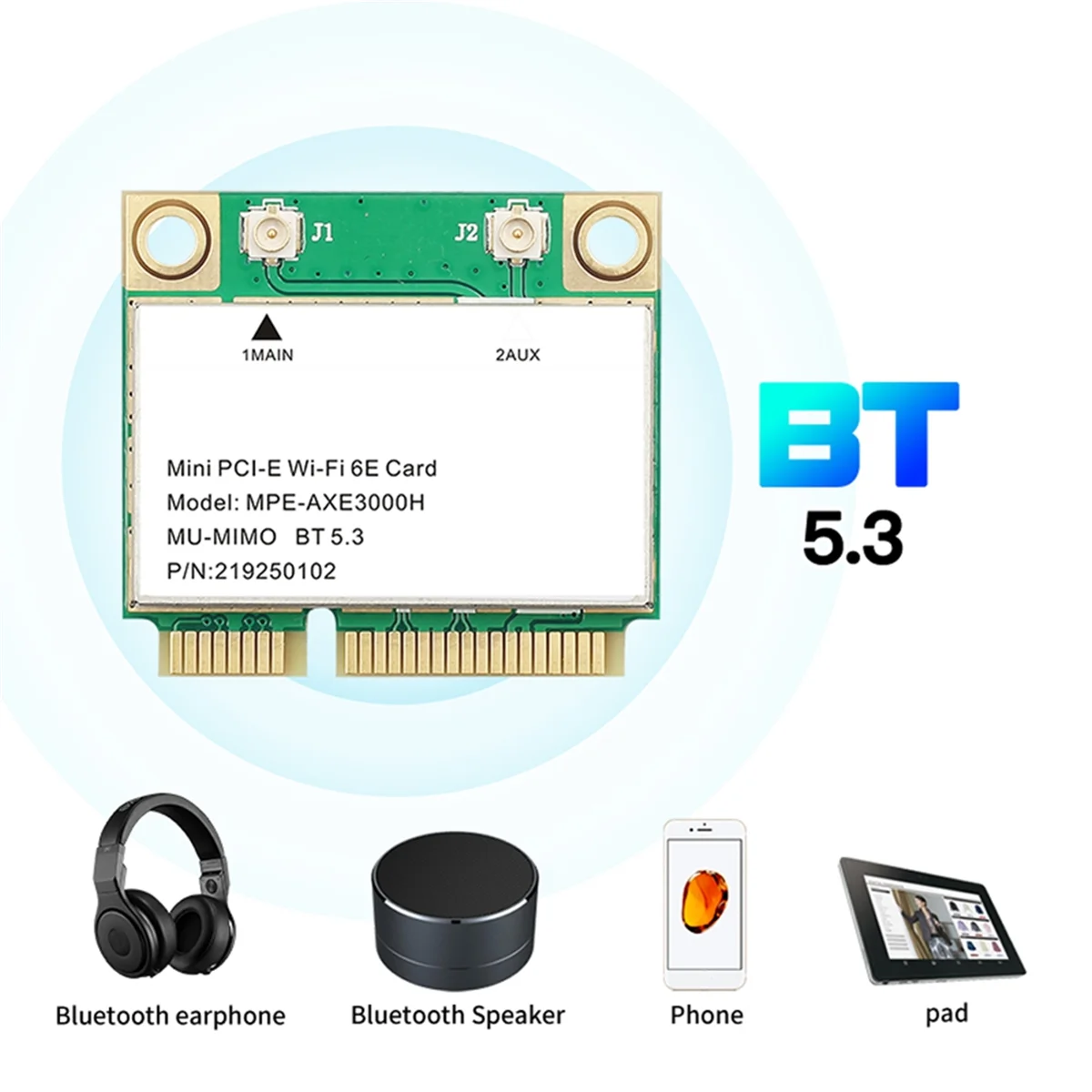 A49T WiFi 6E AX210HMW Mini PCI-E Сетевая карта Wi-Fi Bluetooth 5.3 для карты AX210 Беспроводной адаптер Wi-Fi для настольного ноутбука