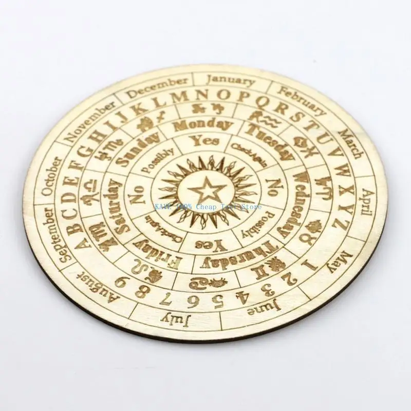 G6KA Wooden Divination Pendulum Board Carved Metaphysical Message Plate Witchcraft