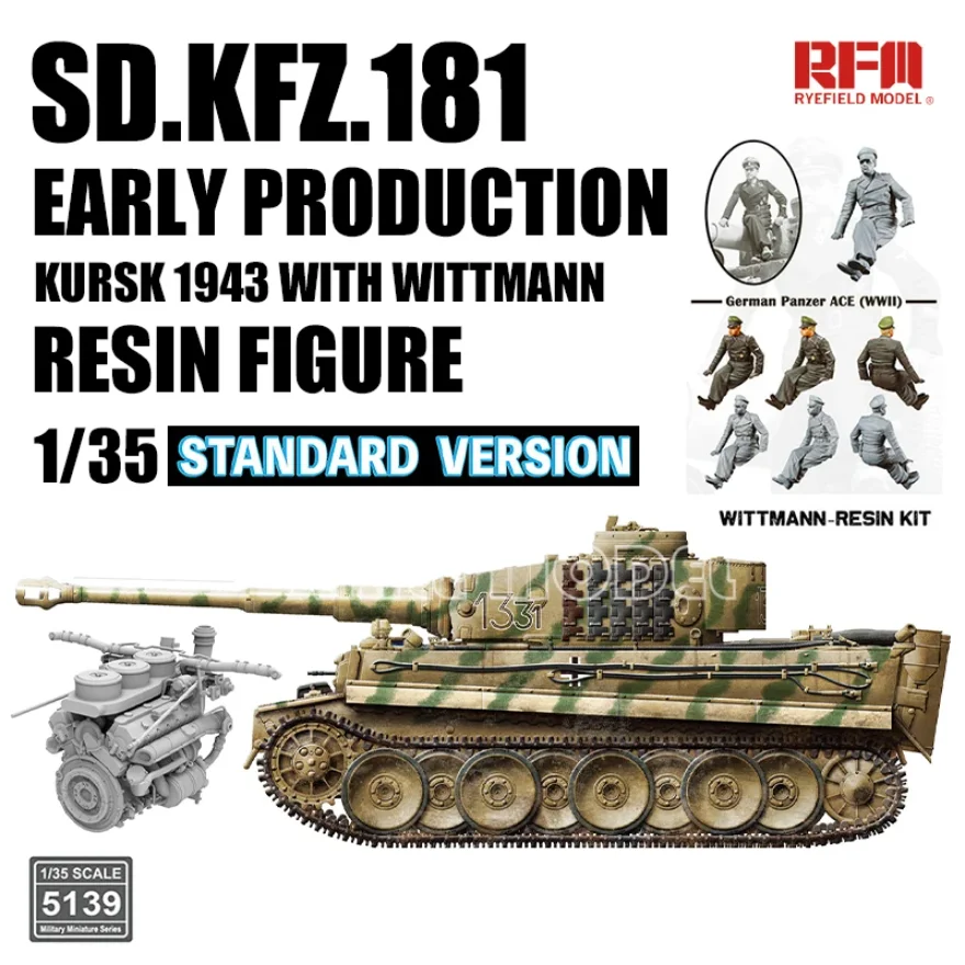 Plastic Model Toy tank Tiger I Early Type with Wittmann Resin soldier (Normal Version)  Ryefield model Rm-5139 1/35 In Stock