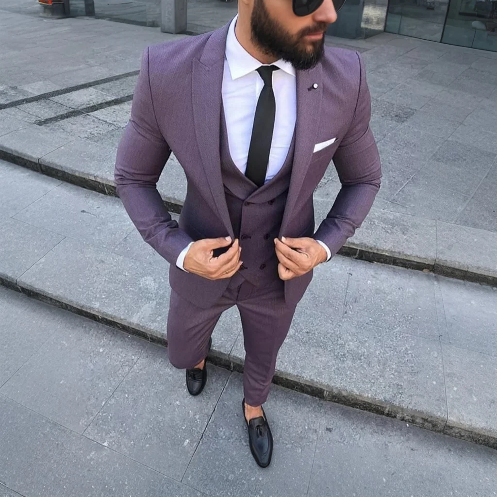 

New Classic Men Suit Slim Fit Formal Wedding Groom Tuxedo Peak Lapel Male Blazer Party Tuxedo Vestido 3 Piece Set Suits for Men