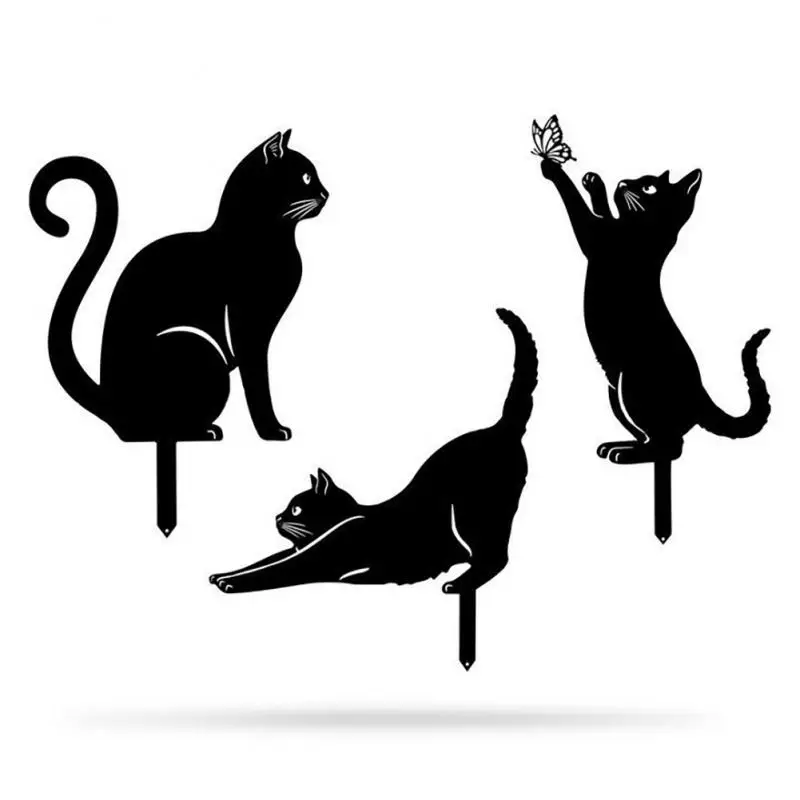 

Cat Piles Garden Statues Decoration MetalCat Silhouettes Waterproof Weatherproof Cat Yard Art For Courtyards Backyards Lawns