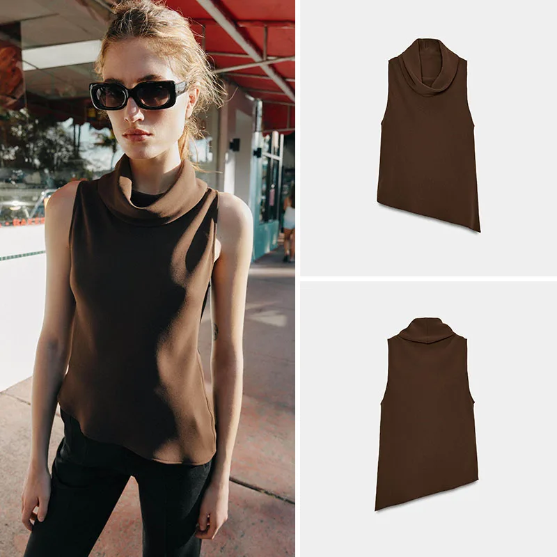 

Spring New Arrival Women's Casual Svel Asymmetrical Hem Top Loose Ne Design Faionable Ethnic Sle for Ages 20-50
