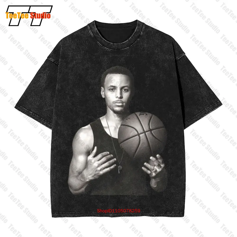 Stephen Curry retrato gráfico Vintage camiseta extragrande TS7B
