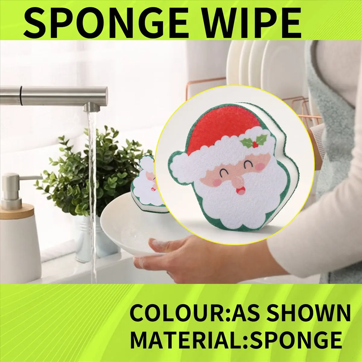 【Clearance Sale】8 Pcs Christmas Sponges Kitchen Dual Sided Dish Sponges for Washing Dishes Santa Christmas Tree Gingerbread Man