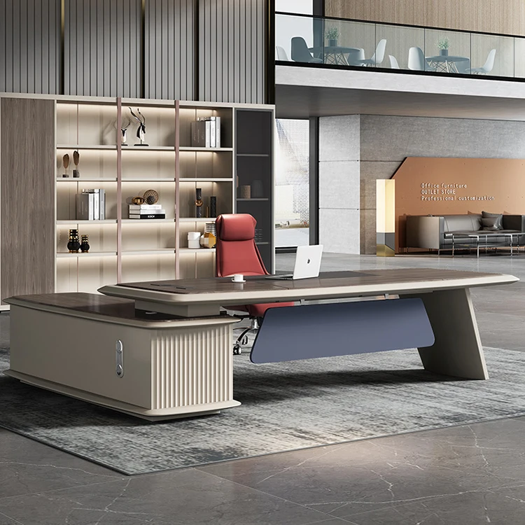 

Factory Outlet Office Furniture Simple Modern Boss Desk Fashion Design Manager Desk With Side Cabinet
