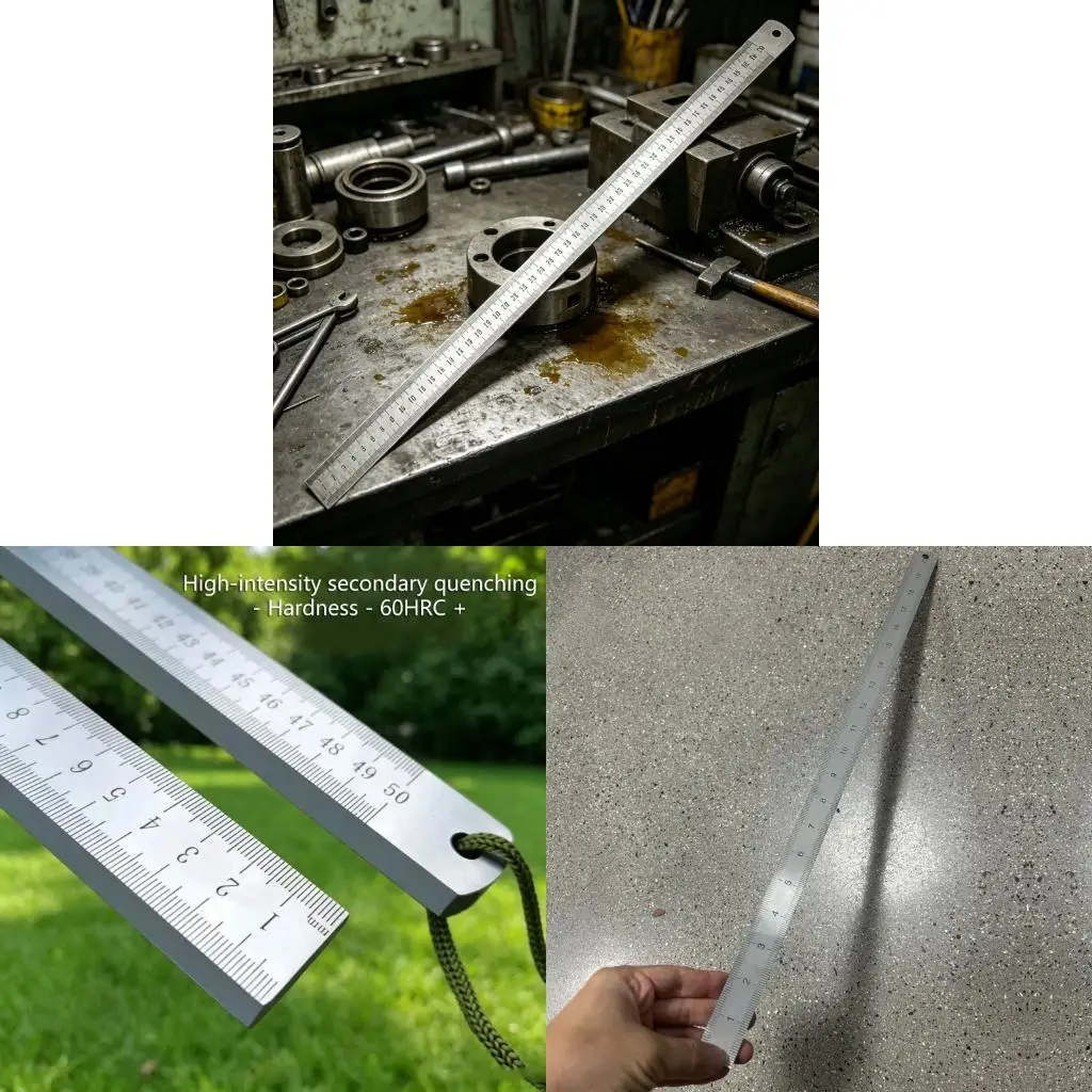 62KD Multipurpose Metal Ruler Stainless Steel Double Scale Ruler With Nonslip Design Great For Artists And Builders