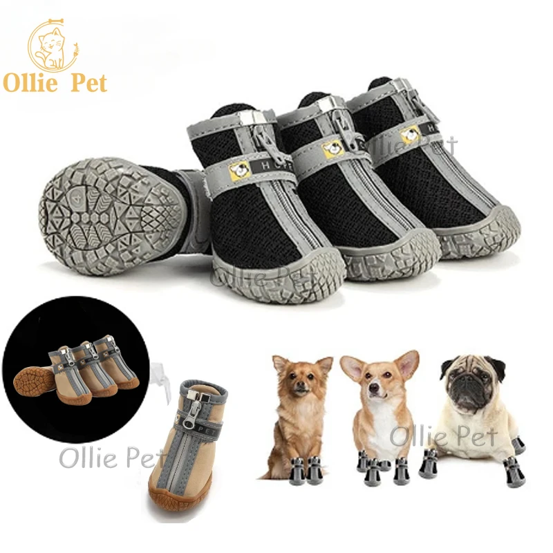 

Mesh Silicone Dog Shoes Durable Reflection Breathable Soft Sole Dogs Boots for Small Dogs Anti-slip Rain Boots Dogs Cat Sneakers