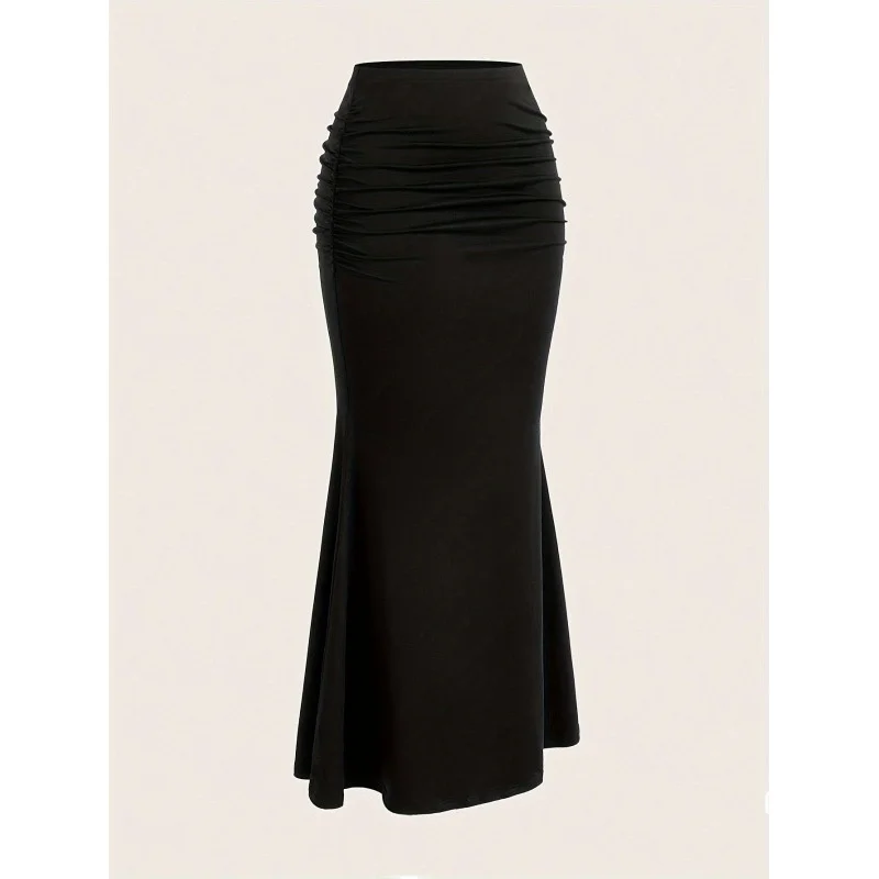 

Ruched Hip Wrap Long Skirt Feminine Flared Silhouette Wrap Design Neutral Color Spring 2026 Other Details Available
