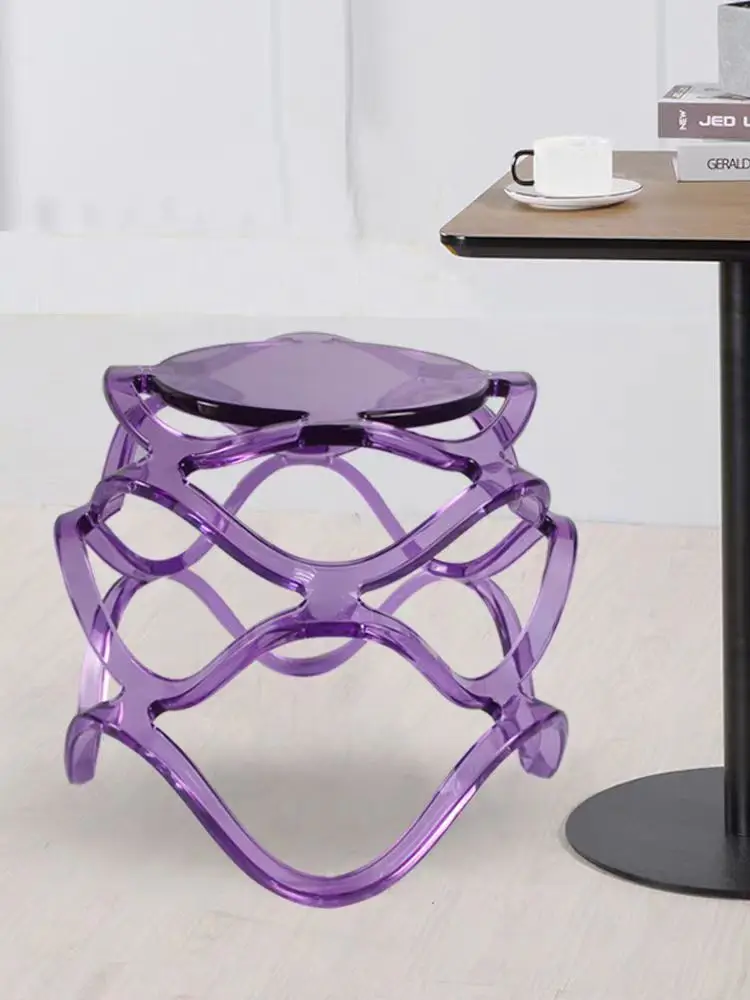 

Nordic Furniture Acrylic Transparent Shoe Changing Stool Ottoman Dressing Stool Designer Leisure Stool Bathroom Shower Stool