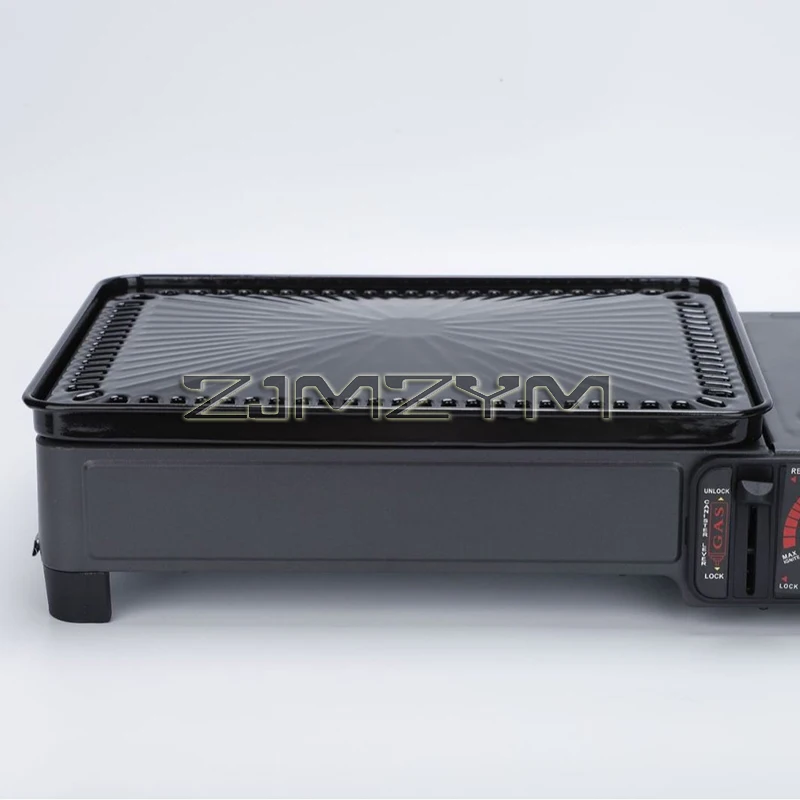 Portable Outdoor Cooking Gas Stove Camping Roast Meat BBQ Dual Use Tabletop Cassette Grill With Grill Mesh and Baking Pan