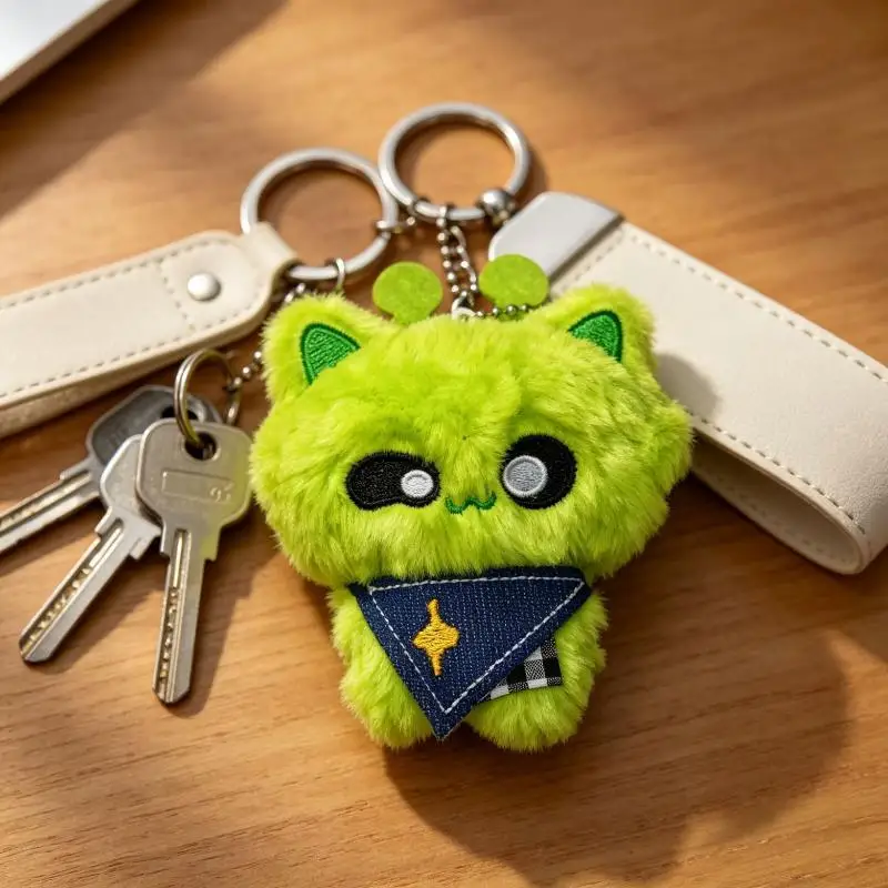 Hot 1Pcs Cartoon Alien Cat Plush Keychain Versatile Kawaii Room Decoration Accessories Surprise Gifts Plush Alien Cat Keyring