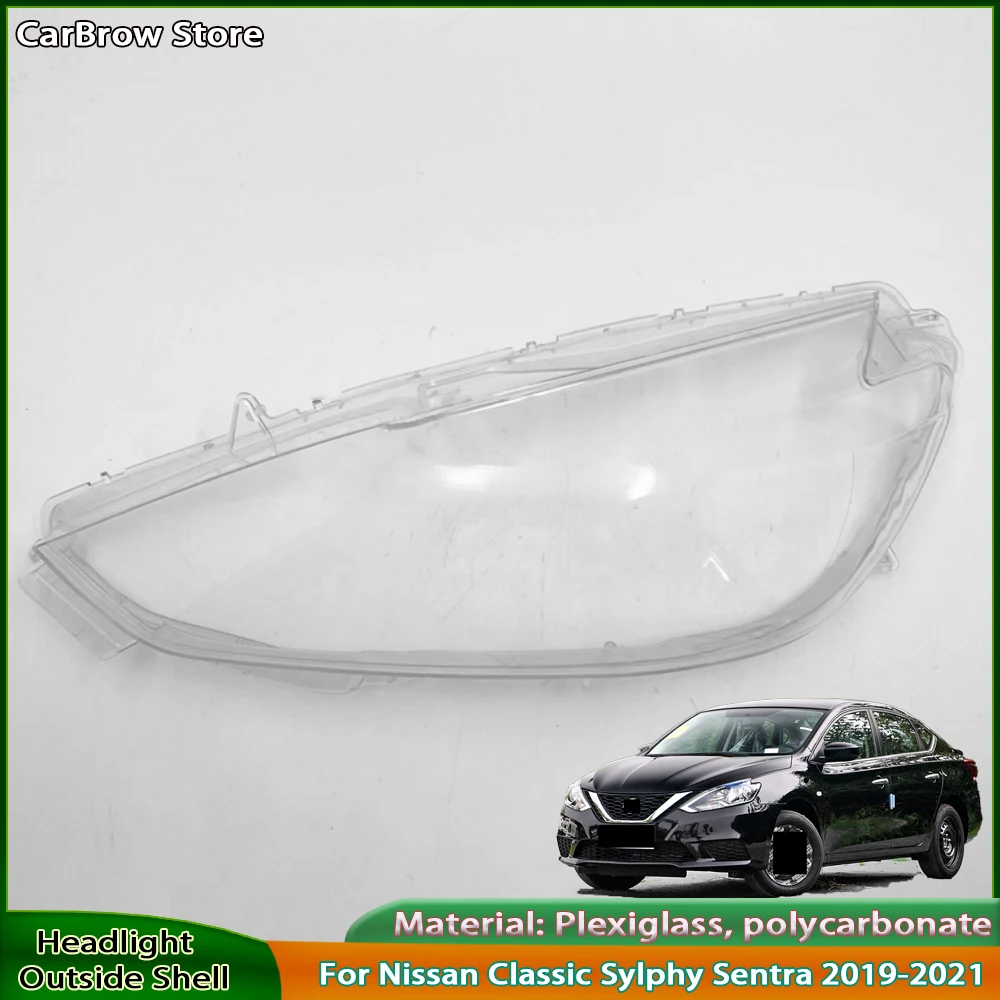 

For Nissan Classic Sylphy Sentra 2019-2021 Headlamp Cover Transparent Lampshade Headlight Shell Mask Lens Plexiglass