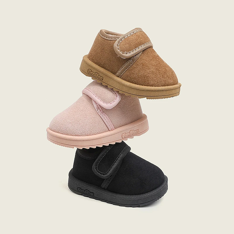 Winter Toddlers Fashion Girls Shoes Outdoor Non-slip Children's Warm Boys Causal Cotton Shoes Platform Simple Kids Furry Shoes
