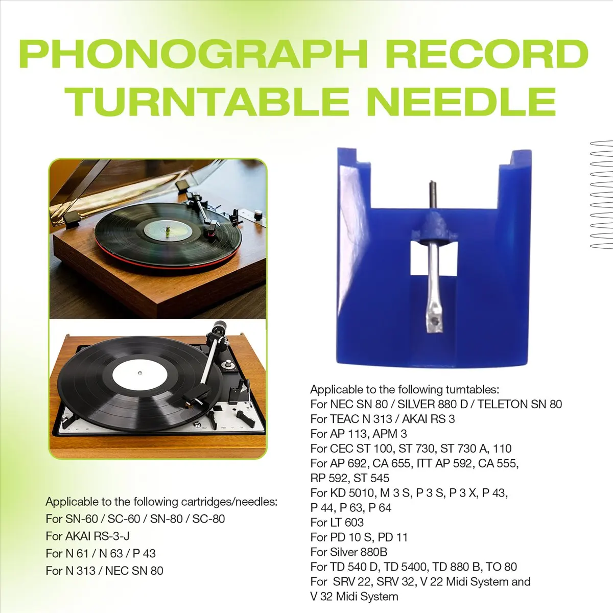 A88M Phonograph Record Turntable Needle Replacement for SN/SC-60 SN80 SC80 TEACN313 PC-310