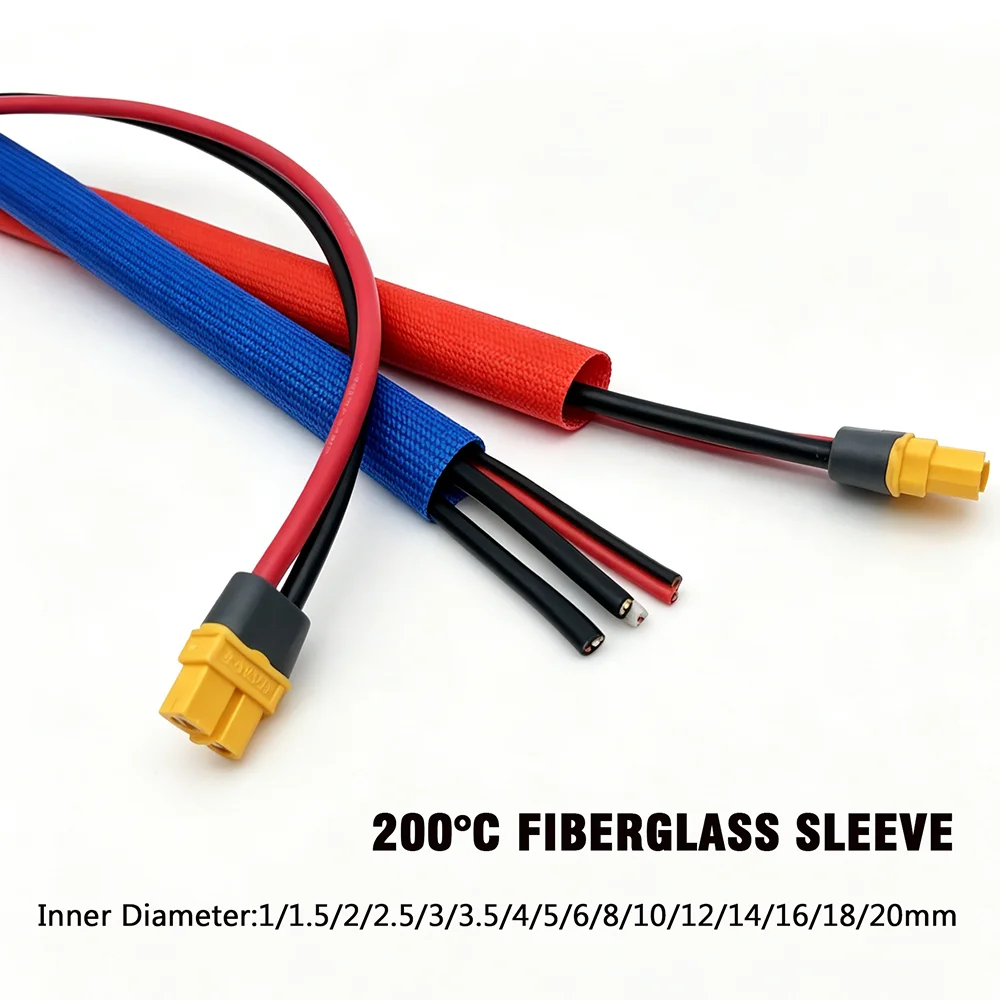 5 Colors 200 Deg.C ID 1~20 mm Flame Resistant Fiberglass Silicone Resin High Voltage Insulation Wire Cable Sleeve Pipe Tubing