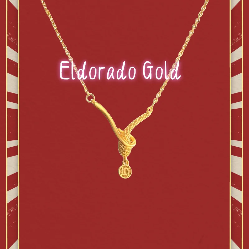 

Pure gold 999 gold store style exquisite Eden Dream Snake Collarbone necklace for Snake zodiac femaleValentine's Day gifts for