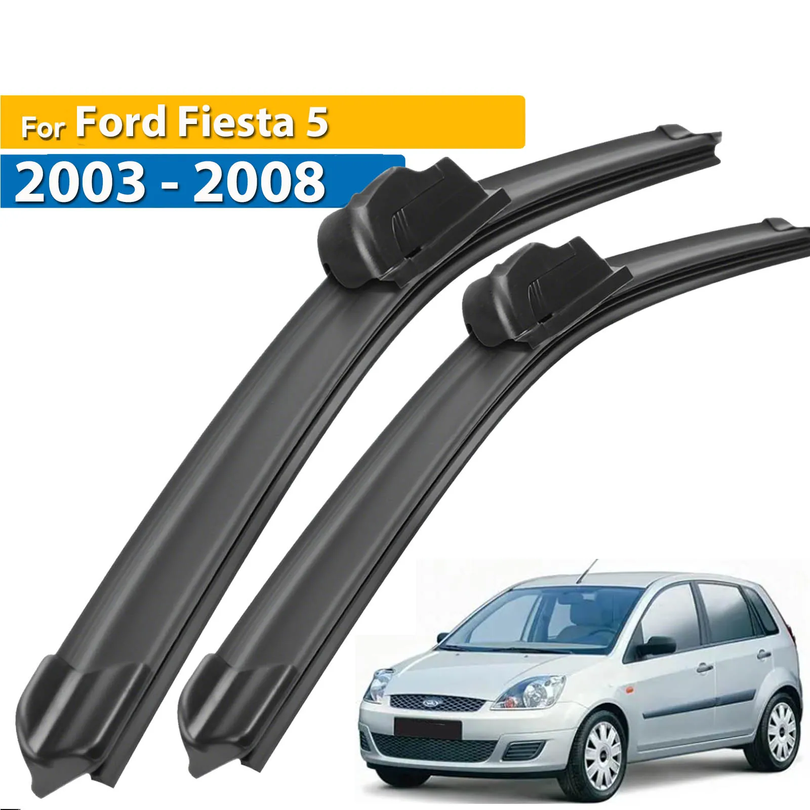 Escobillas de limpiaparabrisas delanteras para Ford Fiesta 5 Hatchback, escobillas de lluvia, parabrisas, ventana, 22 "+ 16", LHD, 2003 - 2008