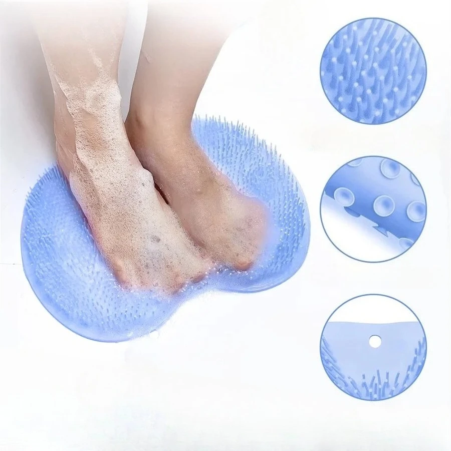 Shower Foot Scrubber Mat Back Washer Exfoliating Bath Wash Pad Wall Mounted Slip Suction Cups for Use in Cleaner Men and Women