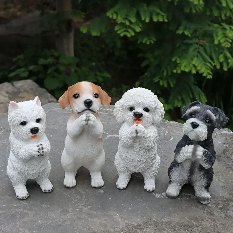 Simulation dog decoration Schnauzer Bichon Teddy resin statue crafts room Decor home Decoration animal sculpture Ornaments gifts