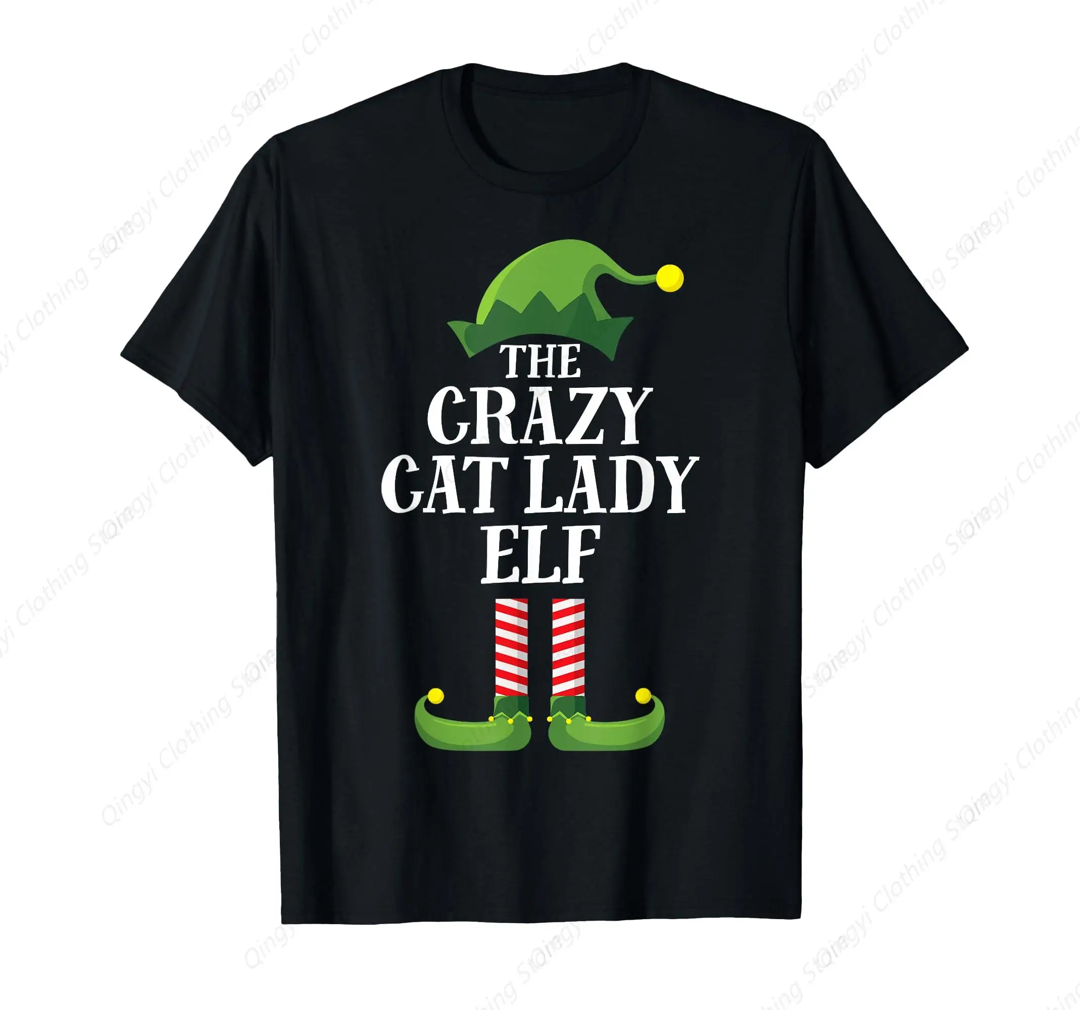 

Crazy Cat Lady Elf Matching Family Group Christmas Party T-Shirt