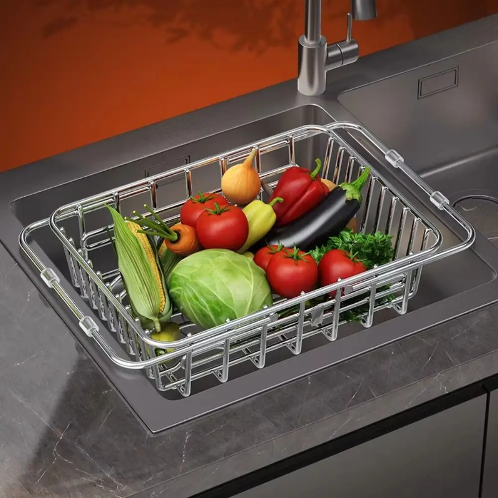 304 Stainless Steel Stainless Steel Dish Drying Rack Large Capacity Rustproof Layer Kitchen Sink Dish Drainer Multi-Functional