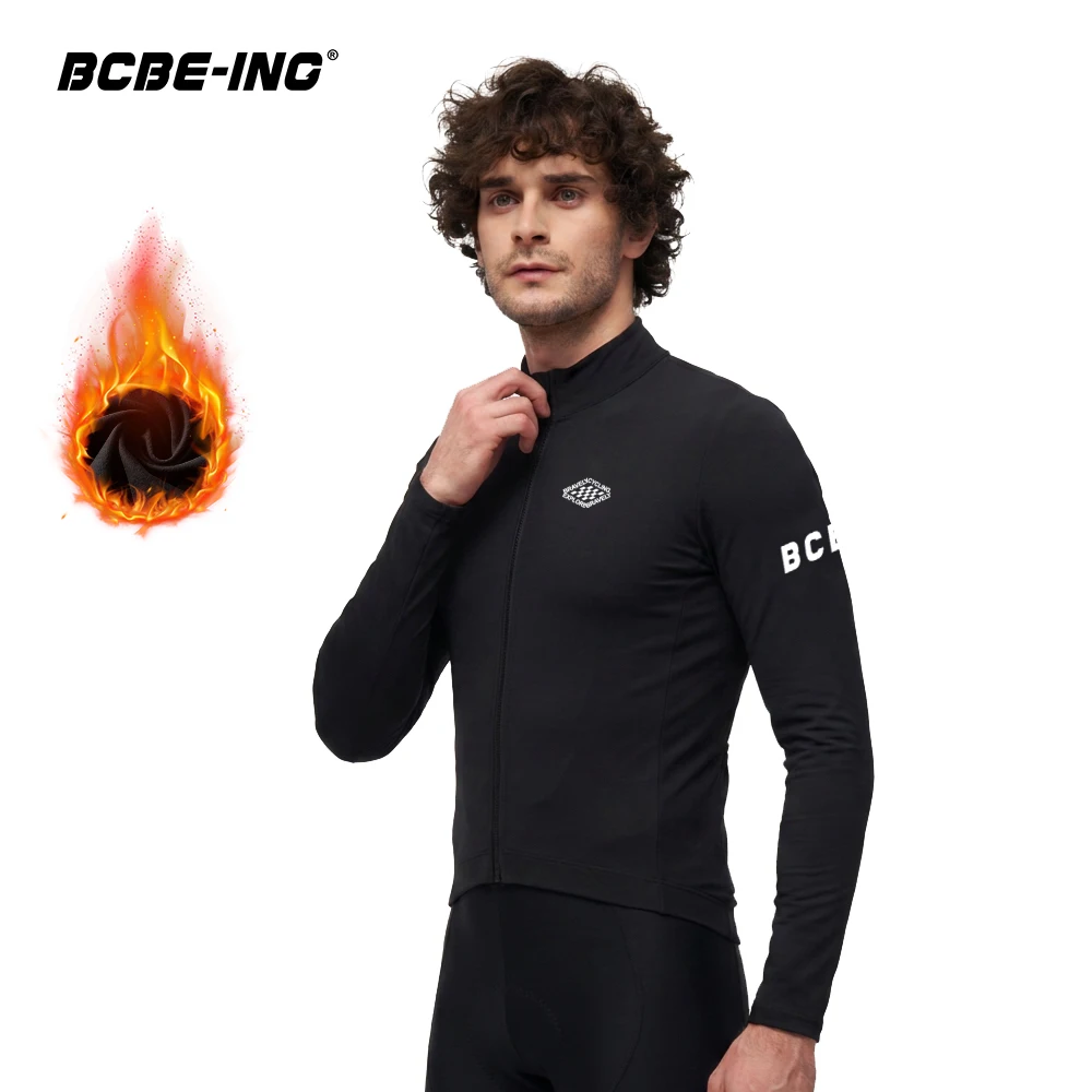 BCBE-ING Herren-Radtrikot für Winter und Herbst, Langarm, Thermofleece-Futter, Warmes Fahrradtrikot für Rennrad und Mountainbike