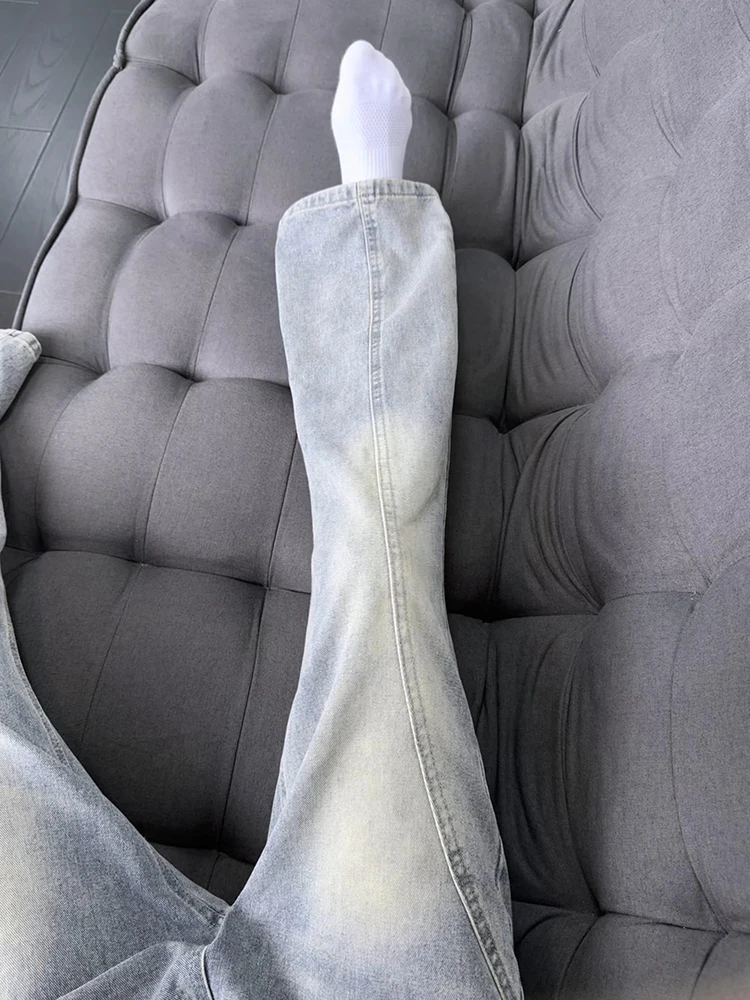 

Retro American Style Men's Slim Fit Straight Leg Jeans Autumn Fashion High Waist Polyester Cotton Blend Wear Resistant