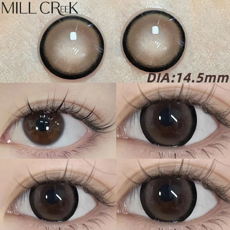 MILL CREEK 2PCS Natural Brown Contact Lenses for Eyes High Quality Eyes Color Contacts Lenses Makeup Beauty Big Pupil Yearly Use