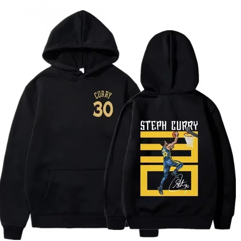 هوديي رجالي بأكمام طويلة مع طباعة نجمة كرة السلة NBA - سترة بقلنسوة عصرية للخريف/الشتاء للمراهقين والملابس الخارجية