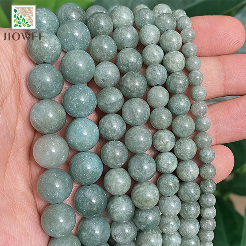 Smooth Green Chalcedony Burma Jade Round Spacer Beads Natural Stone for DIY Bracelet Jewelry Making 15