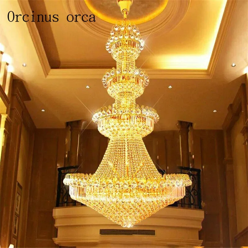 Crystal chandelier penthouse floor living room chandelier European style villa Hall Hotel chandelier lamp for stairs