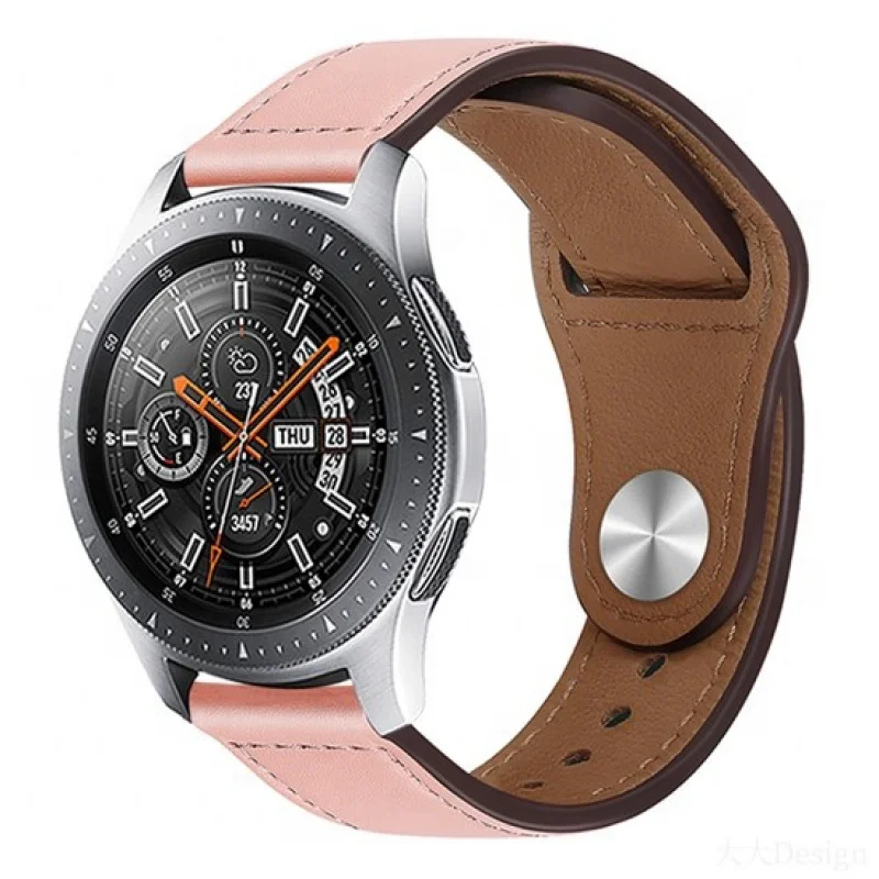 20mm22mm Smart watch belt  for Samsung for Huawei watch3 PU leather color contrast buckle