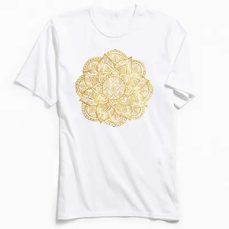 Summer Fashion New Life Flower Sacred Geometry Top T-shirt Cotton Pattern T-shirt Star Cluster Fashion Clothing Large Size