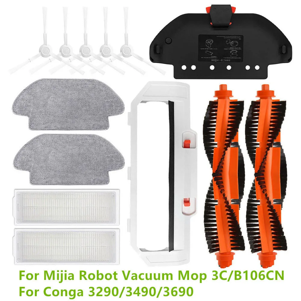 For Mijia Robot Vacuum Mop 3C/B106CN Hepa Filter Main Brush Cover Mop Cloth Holder For Conga 3290/3490/3690 Vacuum Cleaner Parts