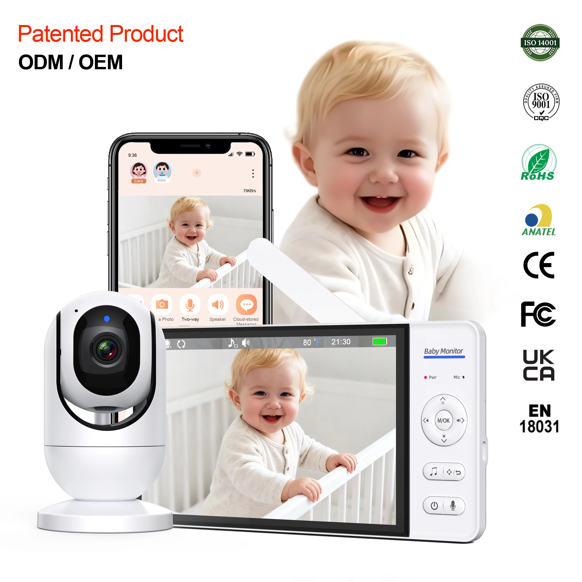 Audiovision Music Player - Baby Monitor Camera with Two-Way Audio