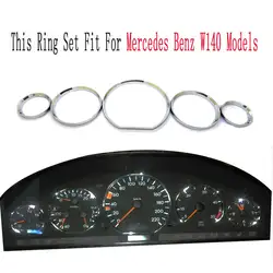 Tachimetro Gauge Dial Rings cornice Trim per MERCEDES BENZ W140 (argento cromato)