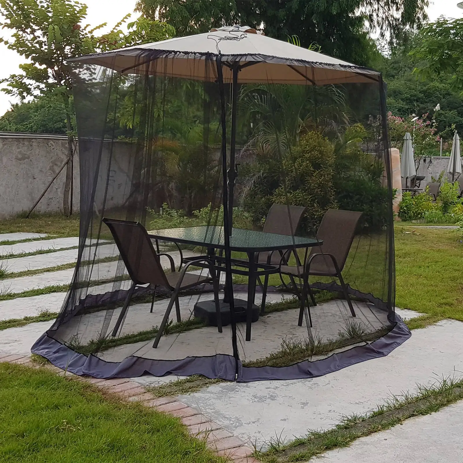 

Outdoor sunshade, mosquito net, pavilion, mosquito net, straight pole umbrella tent - A2 banana curved arm umbrella type