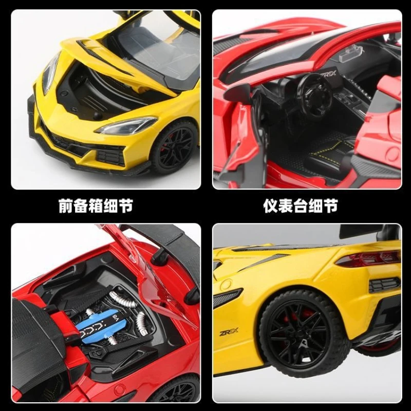 1:32 C8 GT3 Alloy Modified Super Sports Car Model Diecasts Metal Track Raing Car Vehicles Model Sound Light Toys Gift view 5