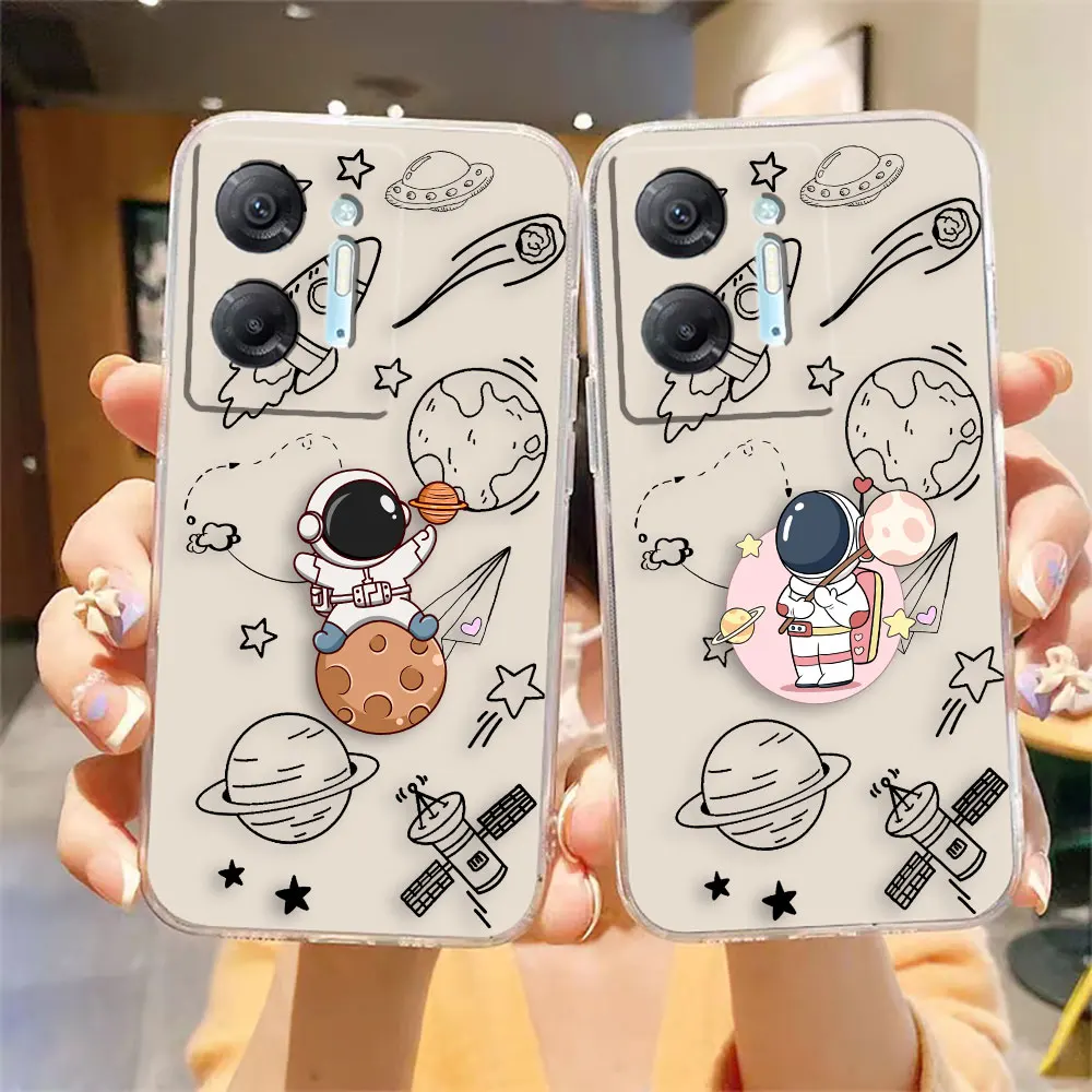 Clear Phone Case For Infinix HOT 9 10 11 12 12i 20 20s 30 30i POVA 2 3 4 PRO PLAY Case Funda Shell Cove Cartoon Astronaut Space