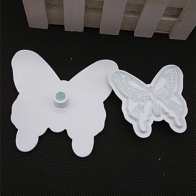 2pcs/lot Butterfly Bow Tie Shaped Plastic Cake Decoration Tools,Flower Cake Cookie Cutters Set, Fondant Sugar Molds E733