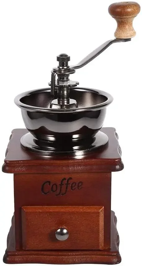 Retro Classical Coffee Bean Grinder Wooden Manul Hand Crank Coffee Maker Professional Barista Home Coffeeware Coffee Accessorie