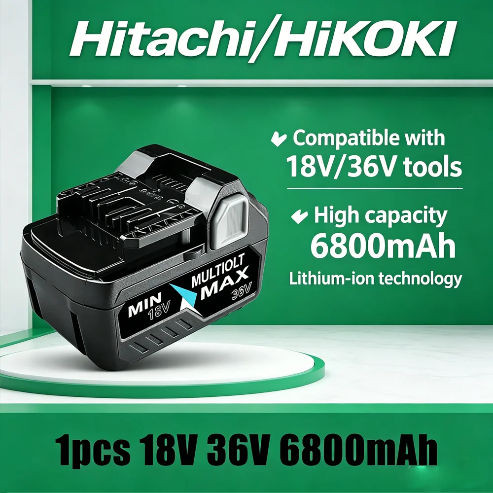 

Dual Volt 18&36V 6800mAh Li-ion Replacement Battery Fit Hikoki Hitachi Metabo HPT BSL36A18 BSL36B18 Cordless Tools With Built-in