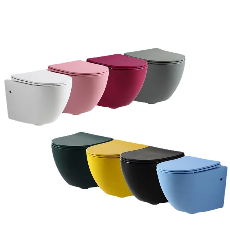 One-time Firing Matte Hanging Toilet Color Matte Wall-mounted Toilet Household Hidden Water Tank Color Glaze Hanging Toilet