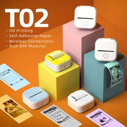 Phomemo T02 Mini Portable Printer Thermal Printing Sticker Wireless Inkless Pocket Printer Self-adhesive Label Printer