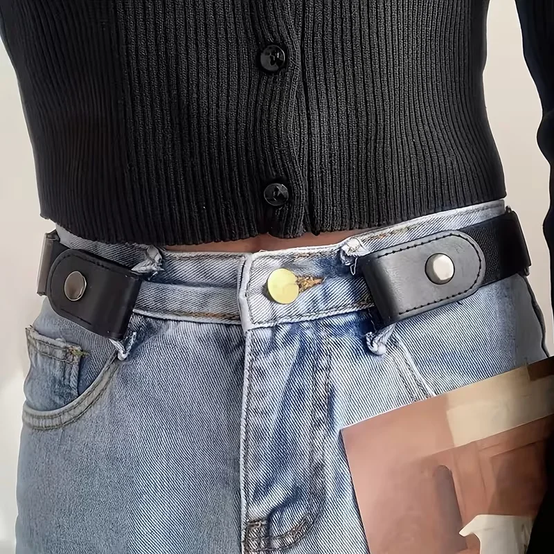 4/2pc Elastic Canvas Belts Invisible Jeans Waist Constrictor Pants No-Hole Stretchy Waist Adjustment Accessories for Dresses