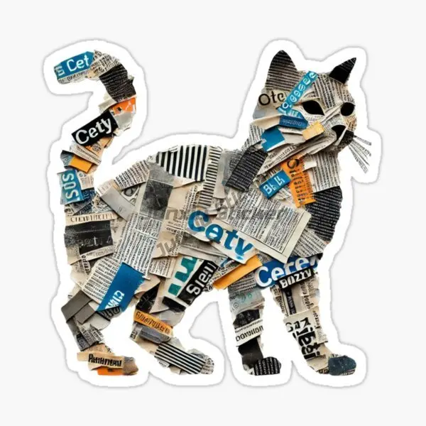 

Newspaper Cat Illustrated Magazine Car Stickers English Vinyl Self-adhesive Decals